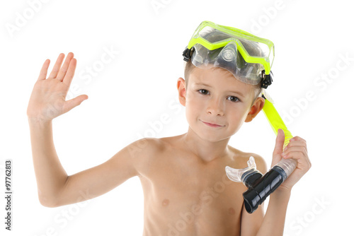 Happy boy with yellow divin...