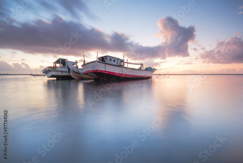 Wallpaper Mural Sunrise at Tuban Beach Bali with traditional balinese fishing bo Torontodigital.ca