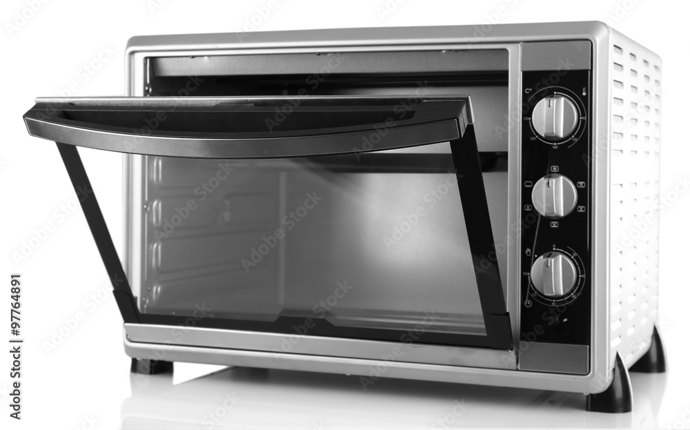 Obraz premium Opened kitchen oven, isolated on white