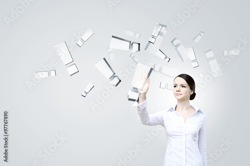 Woman touching attention icon