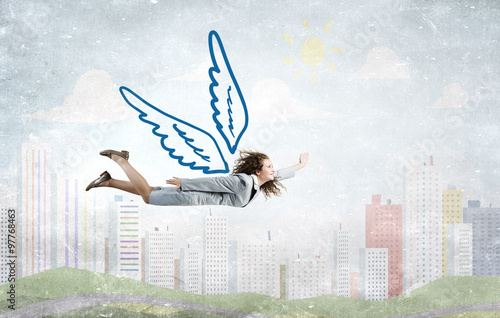Tableau sur toile Woman flying high