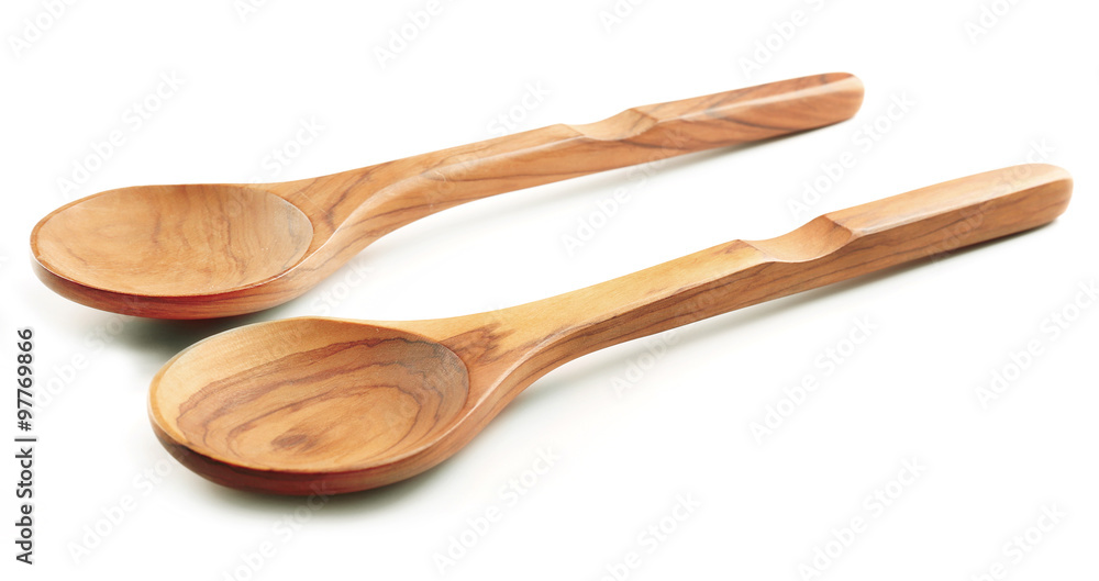 Two wooden spoons, isolated on white Two wooden spoons, isolated on white