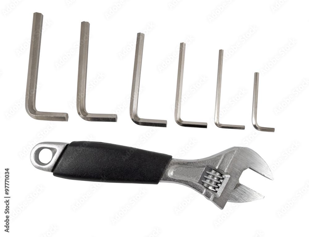Adjustable wrench and hex keys Adjustable wrench and hex keys