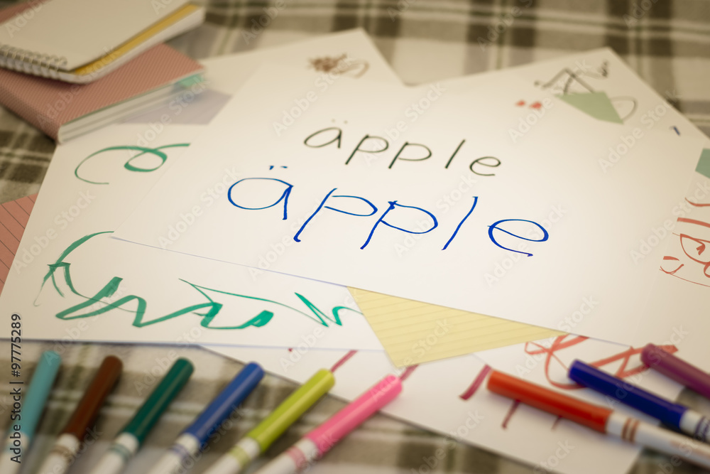 Swedish; Kids Writing Name of the Fruits for Practice Swedish; Kids Writing Name of the Fruits for Practice