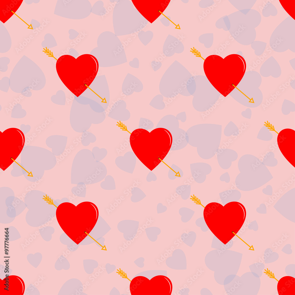 Red hearts and arrows seamless