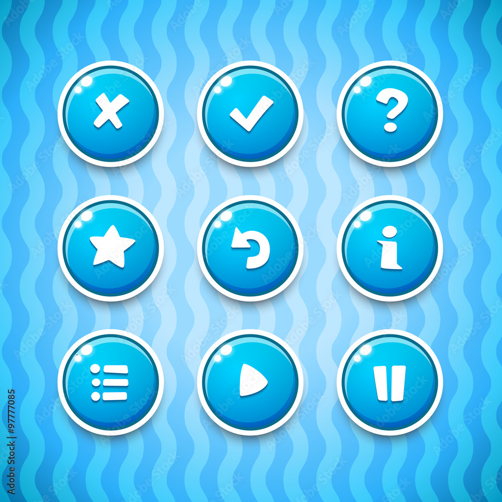 Game Buttons with Icons Set 2. Vector GUI elements for mobile games Game Buttons with Icons Set 2. Vector GUI elements for mobile games