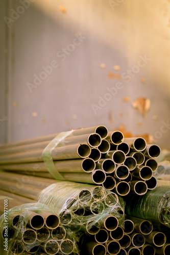 Stack of Many Pipes at the Construction Site