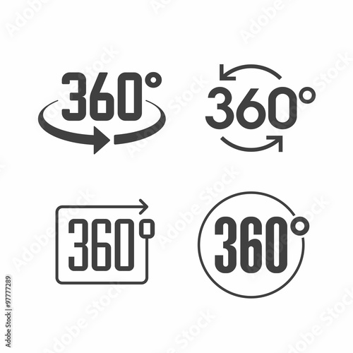 360 degrees view sign icon