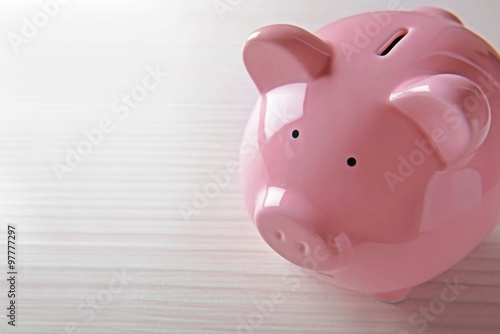 Pig moneybox on light background