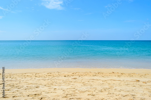 White sand and clear water sea with blue sky at Naiyang beach in Phuket Thailand  © aon_skynotlimit