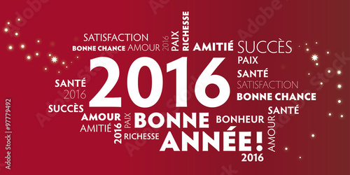 Carte de voeux – bonne année 2016 - rouge.