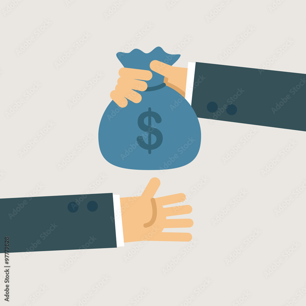 Buiness man hand giving money to other hand