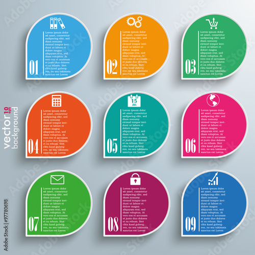 Infographic 9 Colored Abstract Speech Bubbles