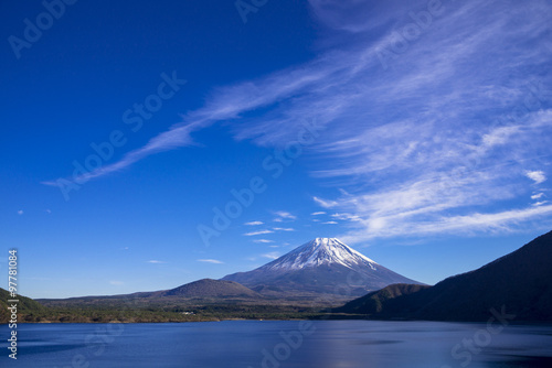 本栖湖と富士山