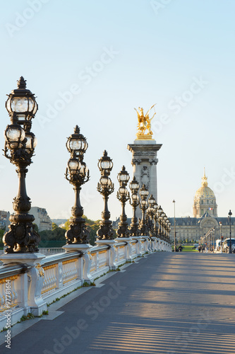 Pont Alexandre III bridge in Paris, empty in the early morning
