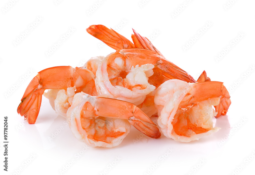 boiled shrimp on white background boiled shrimp on white background