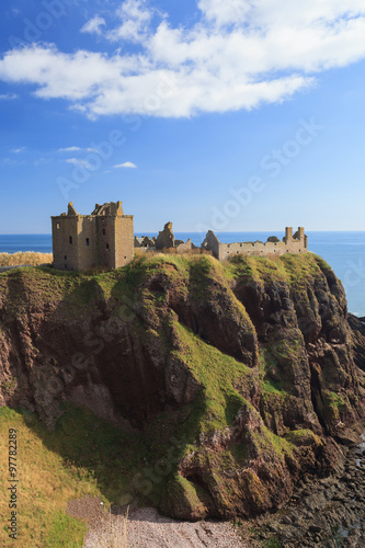 Dunnottar Castle with blue sky in - Stonehaven  Aberdeen  Scotland