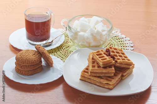 cookies of a wafer of coffee and sugar photo