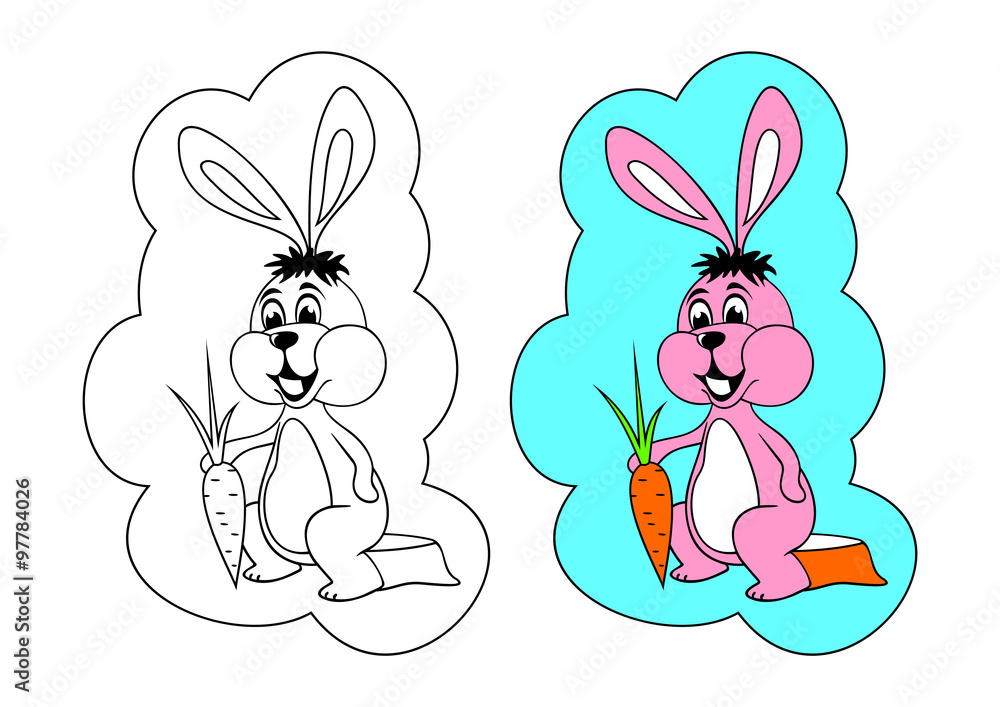 Fototapeta premium The picture for coloring. Hare.