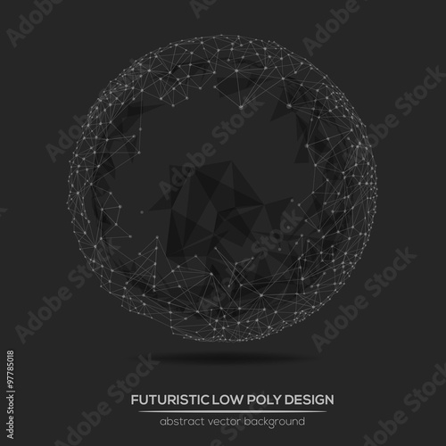 Abstract polygonal futuristic background with dots and lines.