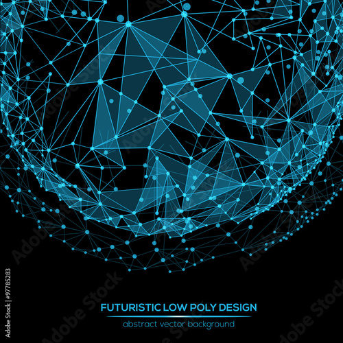 Abstract polygonal futuristic background with dots and lines.