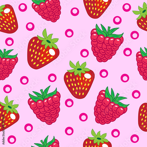 Strawberry-Raspberry seamless pattern