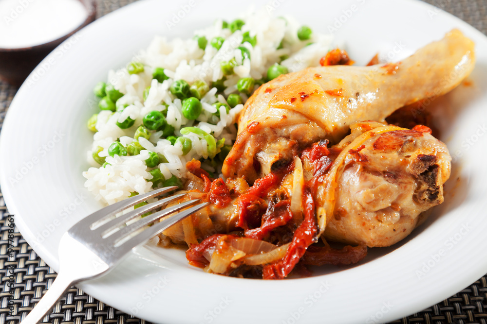 Chicken with rice and tomato sauce Chicken with rice and tomato sauce