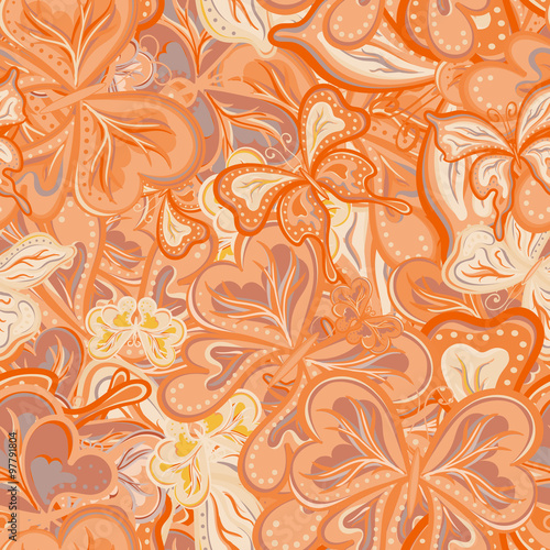 Seamless vector pattern with butterflies for textile, fabric or wallpaper