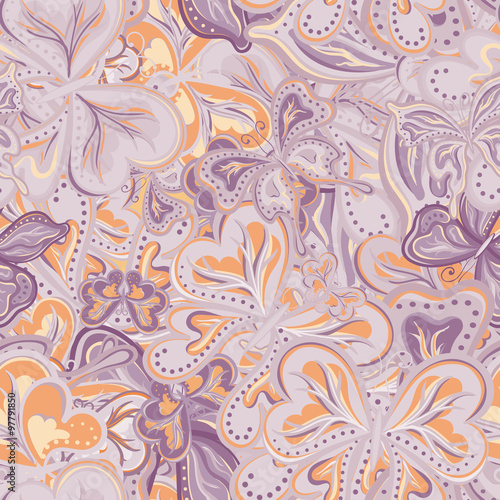 Seamless vector pattern with butterflies for textile, fabric or wallpaper