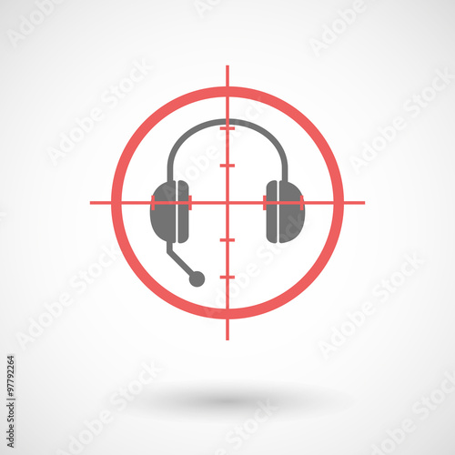 Red crosshair icon targeting  a hands free phone device