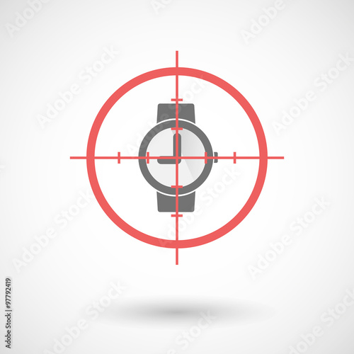 Red crosshair icon targeting a wrist watch