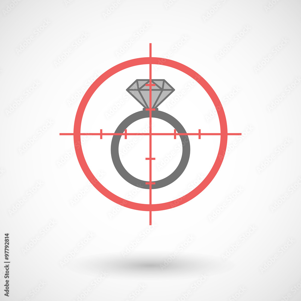 Red crosshair icon targeting an engagement ring Red crosshair icon targeting an engagement ring