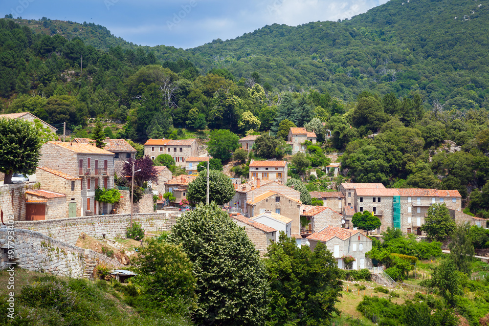 Vangone, Corsican village landscape in summer