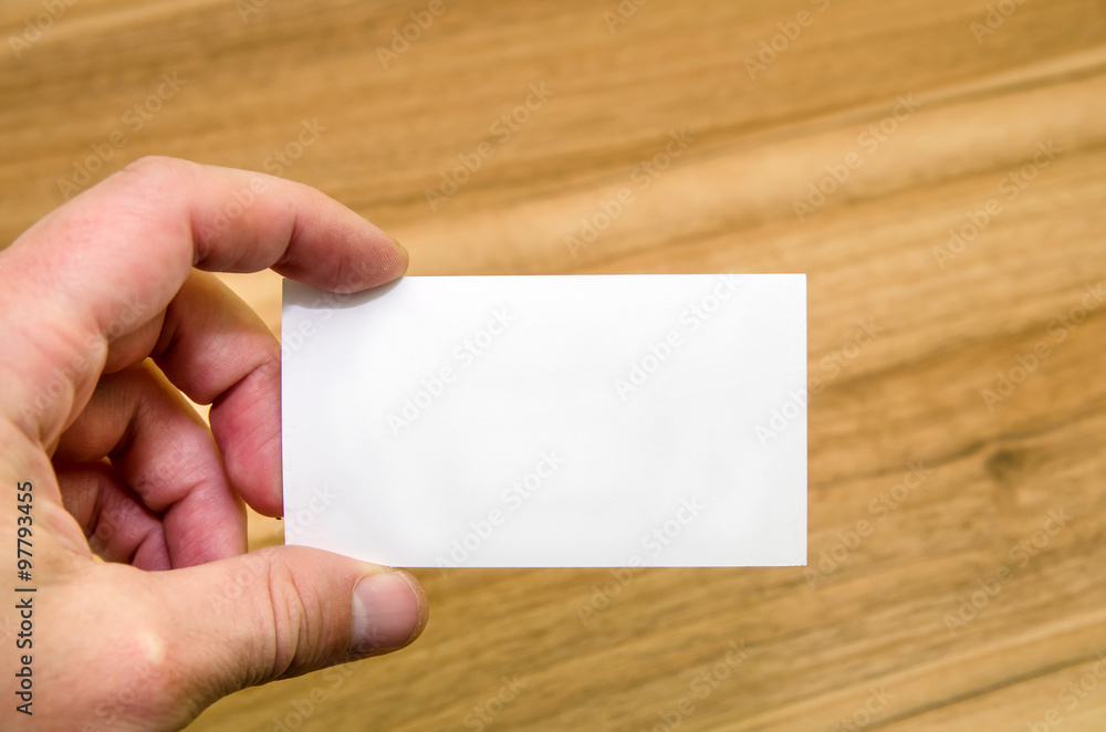 Obraz premium business card presentation for promotion on wooden table