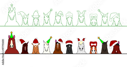 christmas Horses in a row