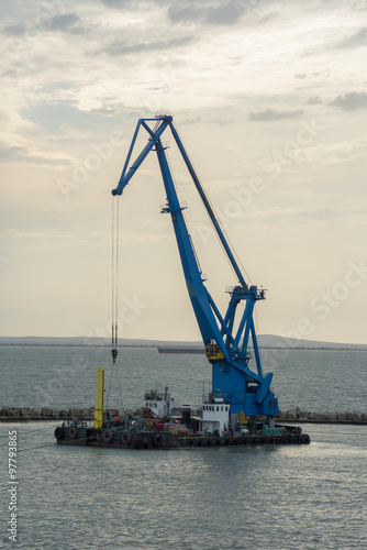 crane at sea