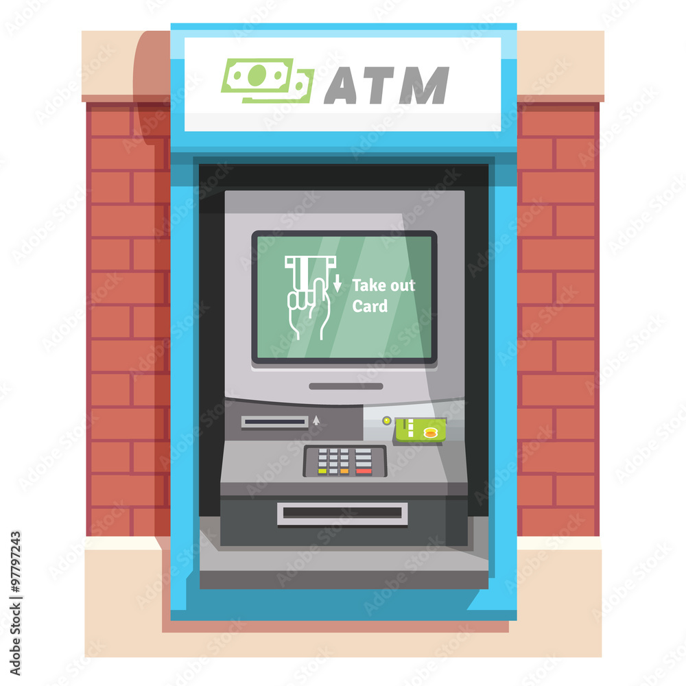 Street ATM teller machine with current operation Street ATM teller machine with current operation