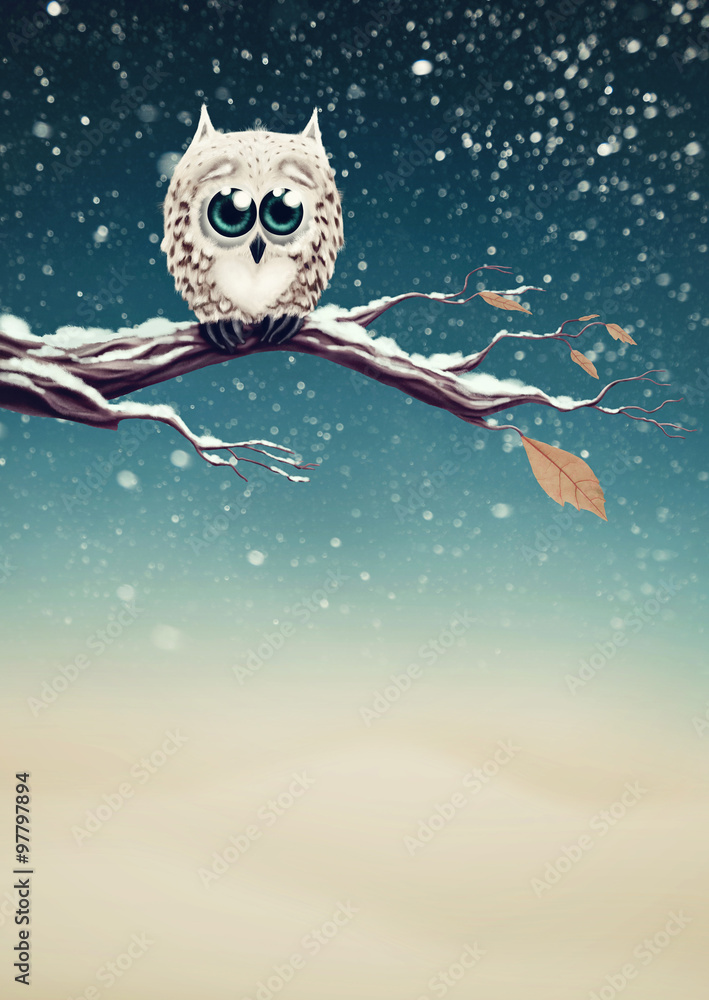 Naklejka premium Little snow owl