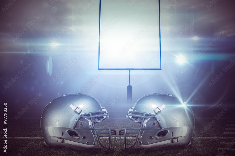 Naklejka premium Composite image of american football helmet