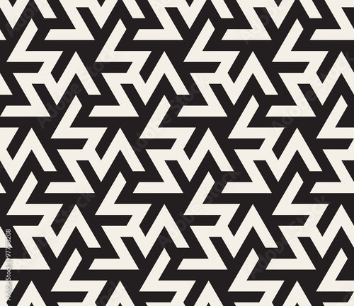 Vector Seamless Black And White  Geometric Trianfgle ZigZag Shape Islamic Pattern