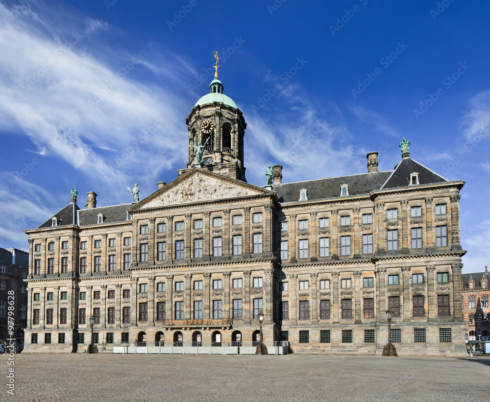The Royal Palace on Dam Square in Amsterdam, Netherlands.