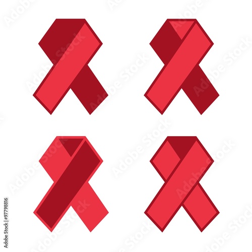 Red ribbon aids awareness. AIDS icon vector illustration.