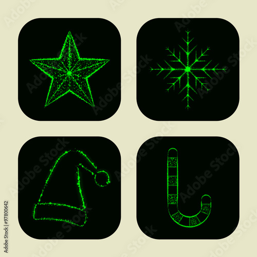 Merry Christmas icons of lights