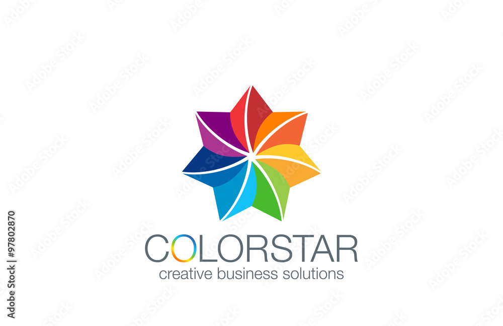 Seven point Star Logo abstract design vector template. Geometric