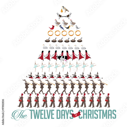 All Twelve days of Christmas tree EPS 10 vector illustration