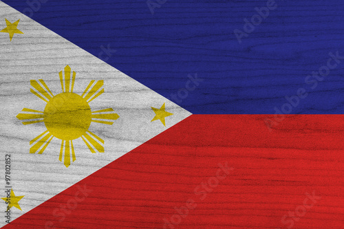 Philippines flag painted on a wood texture 