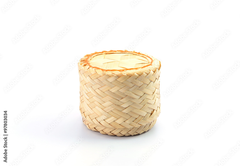 wicker for rice on white background