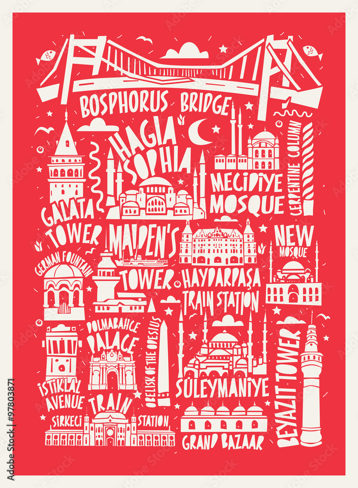 typographic vector istanbul city poster
