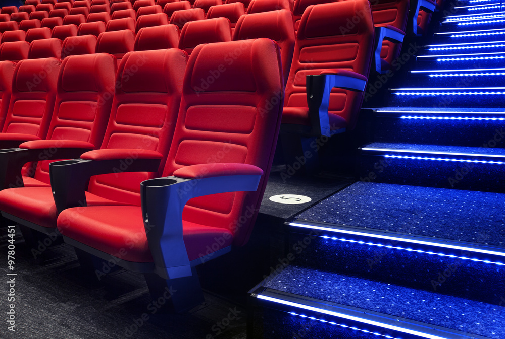Fototapeta premium Empty rows of red theater or movie seats