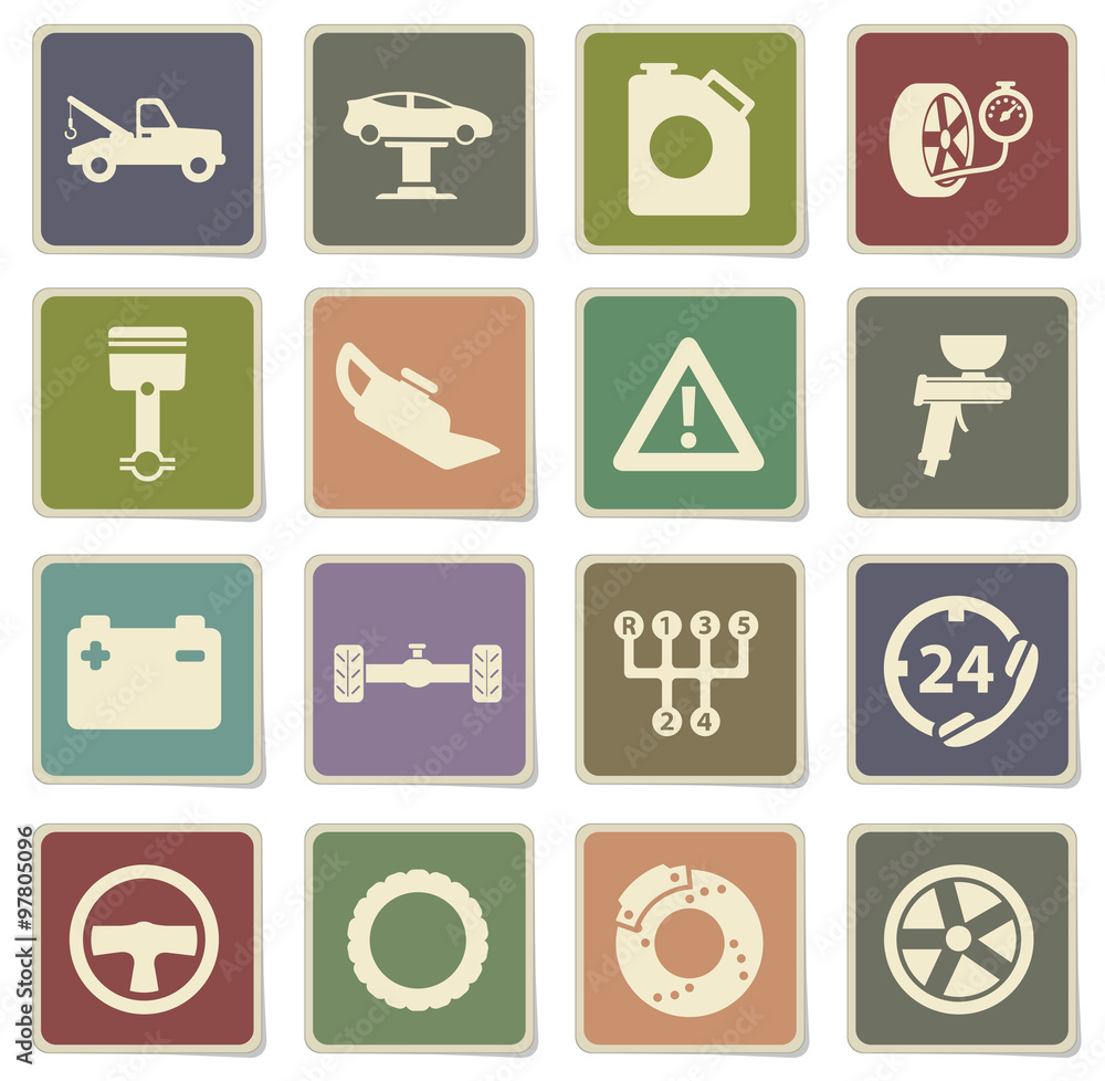 Car service simply icons Car service simply icons